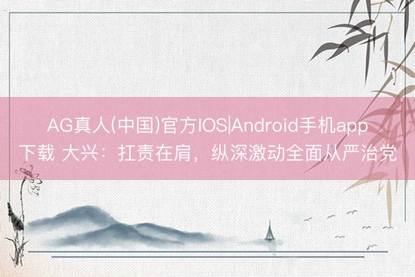 AG真人(中国)官方IOS|Android手机app下载 大兴：扛责在肩，纵深激动全面从严治党