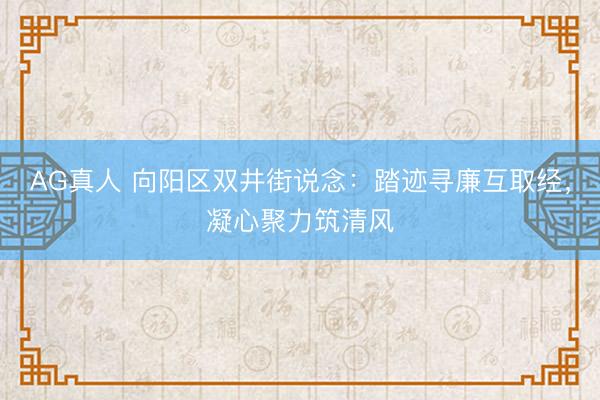 AG真人 向阳区双井街说念：踏迹寻廉互取经，凝心聚力筑清风