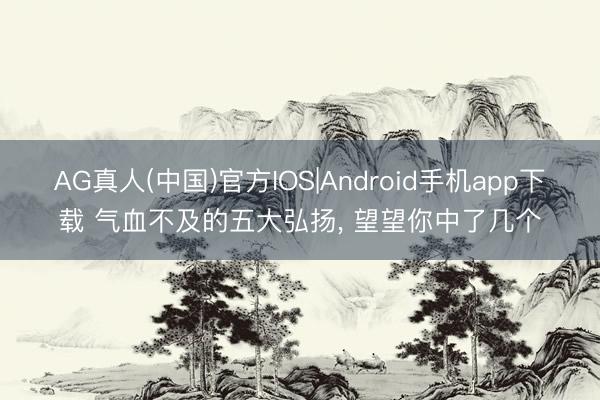 AG真人(中国)官方IOS|Android手机app下载 气血不及的五大弘扬， 望望你中了几个