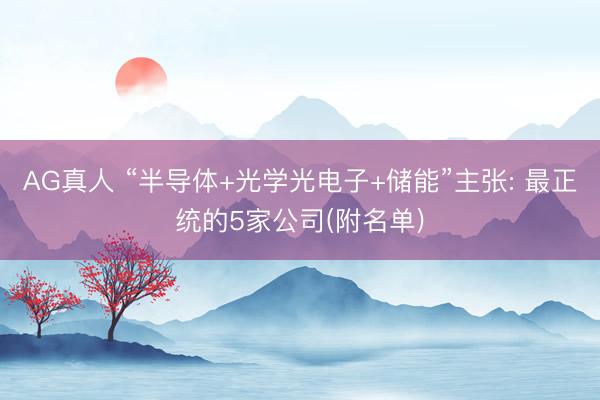 AG真人 “半导体+光学光电子+储能”主张: 最正统的5家公司(附名单)
