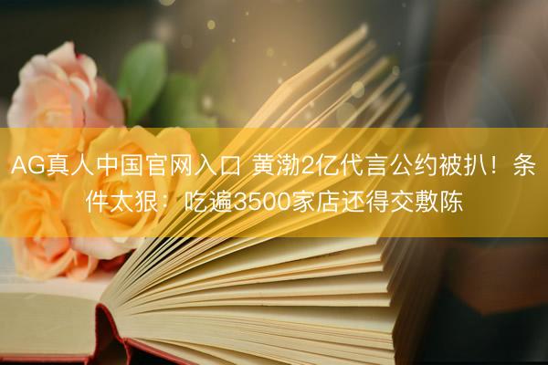 AG真人中国官网入口 黄渤2亿代言公约被扒！条件太狠：吃遍3500家店还得交敷陈